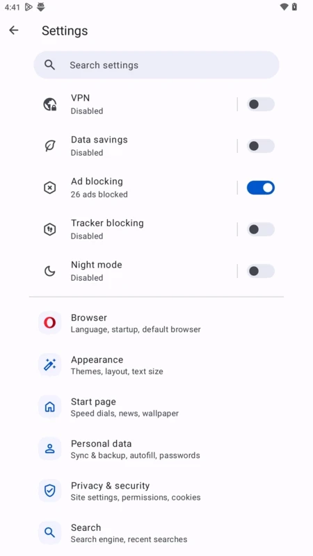 Opera Browser — kuvakaappaus 8